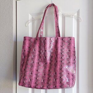 Saks Fifth Avenue Faux Leather Pink Snakeskin Pattern Tote Bag